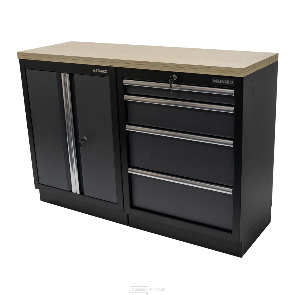 AKČNÝ SET Dielenská skrinka MB-TGC1304 a MB-TGC1300 s drevenou pracovnou doskou MB-TGW53