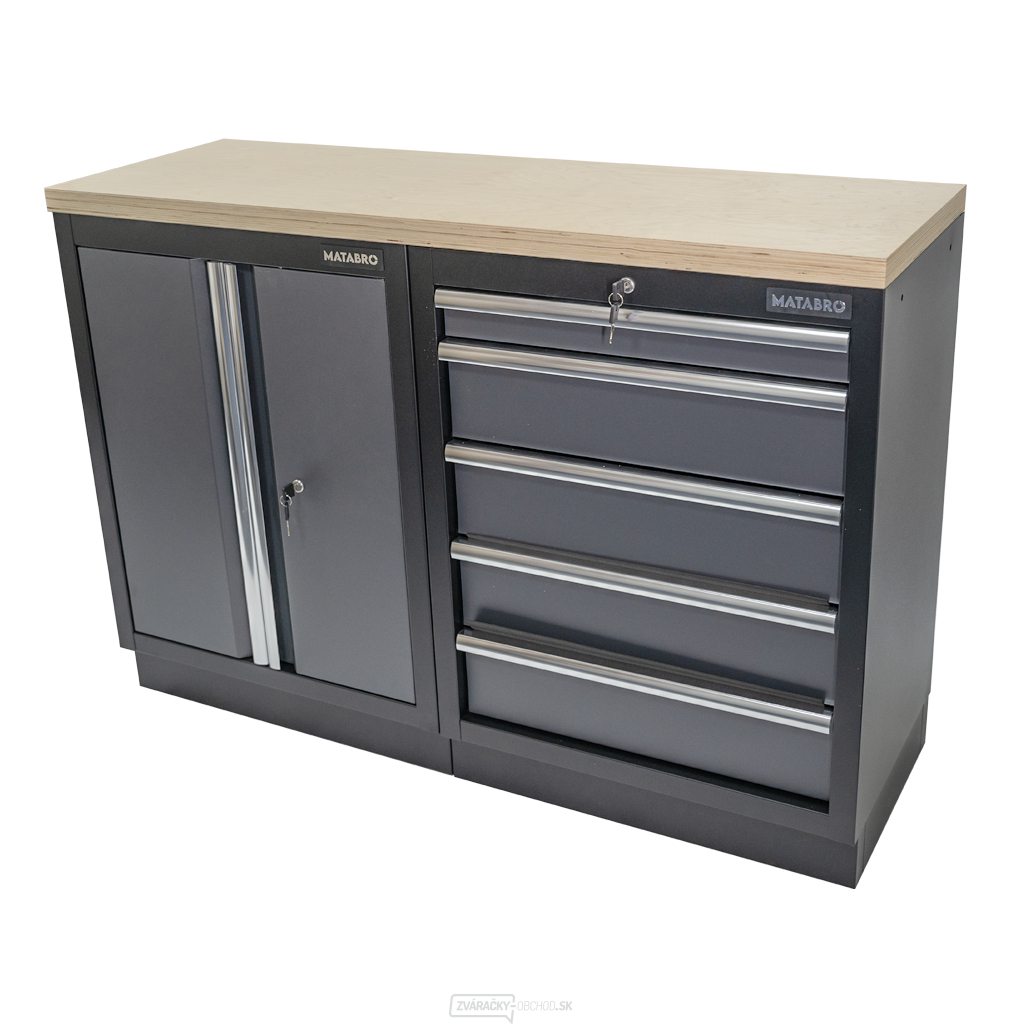 AKČNÝ SET Dielenská skrinka MB-TGC1305 a MB-TGC1300 s drevenou pracovnou doskou MB-TGW53