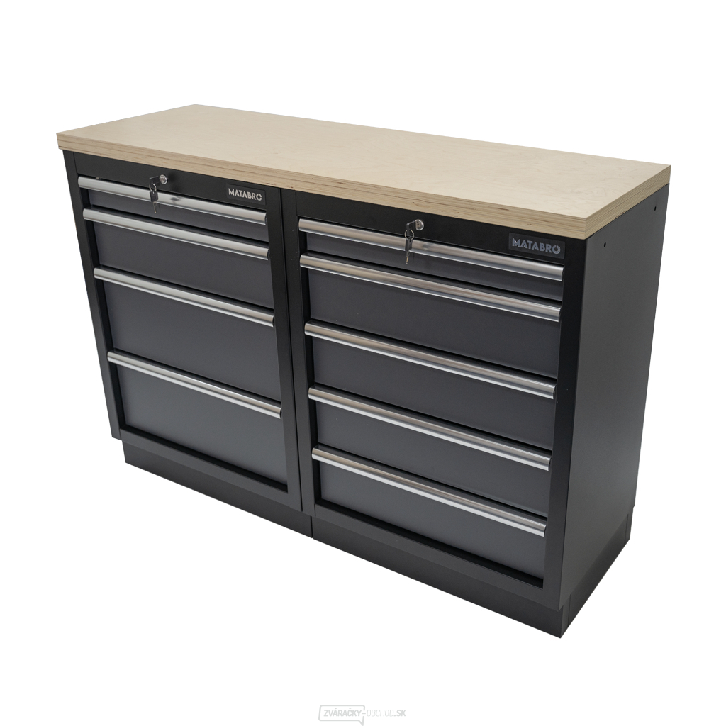 AKČNÝ SET Dielenská skrinka MB-TGC1305 a MB-TGC1304 s drevenou pracovnou doskou MB-TGW53