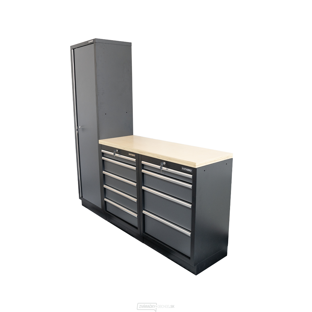 AKČNÝ SET Zostava 3 ks dielenského nábytku SET-CA01012 s drevenou pracovnou doskou MB-TGW53