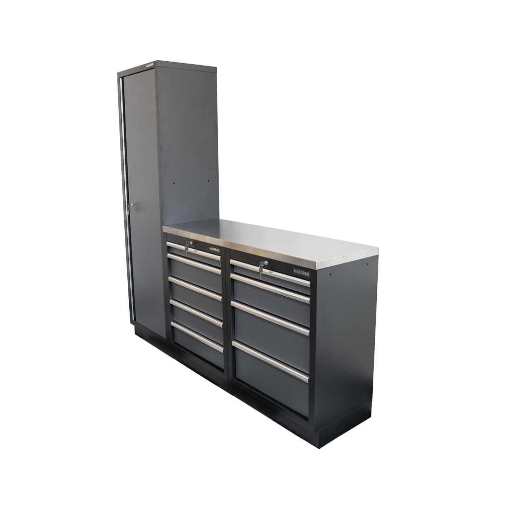 AKČNÝ SET Zostava 3 ks dielenského nábytku SET-CA01011 s nerezovou pracovnou doskou MB-TGW53S