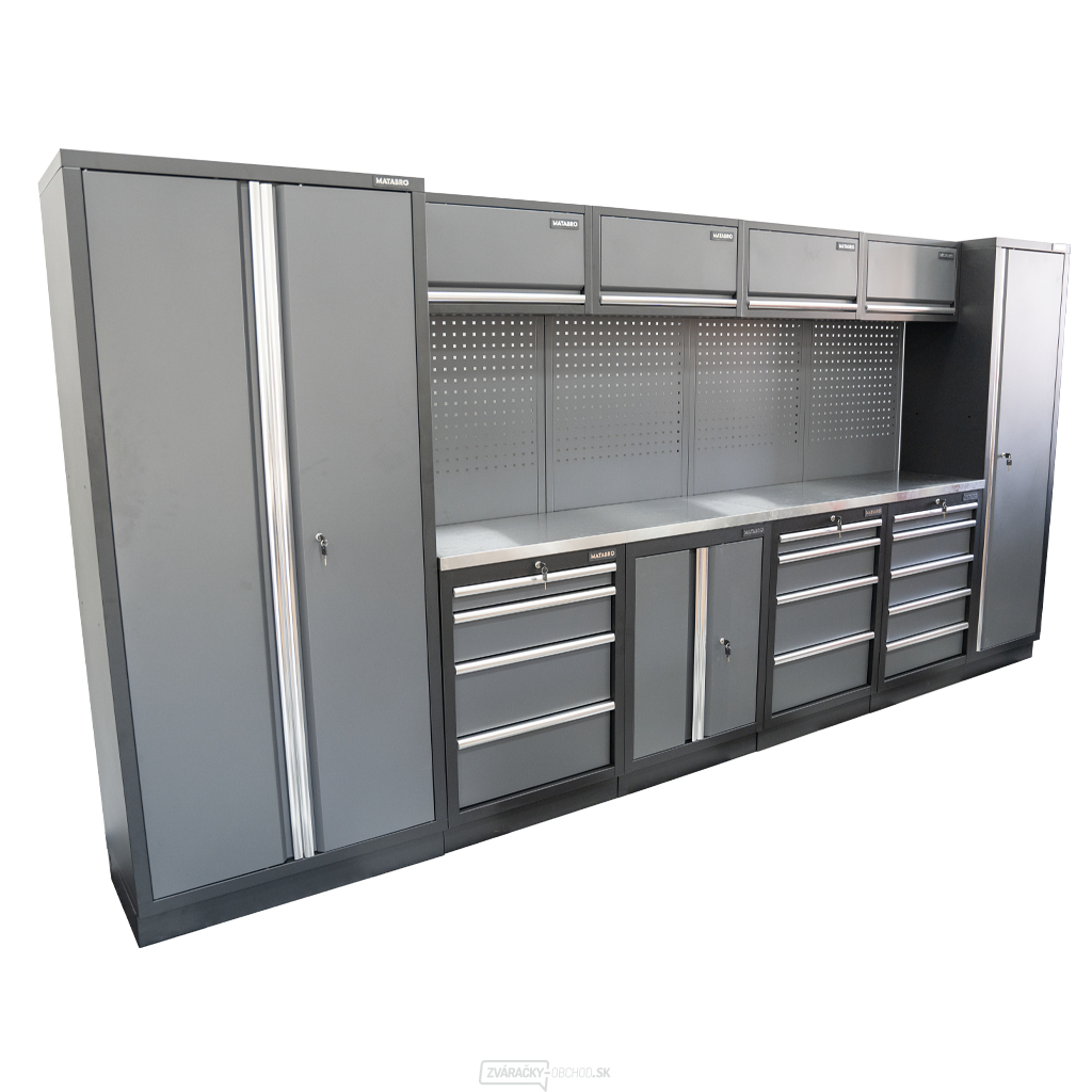 AKČNÝ SET Zostava 10 ks dielenského nábytku SET-CA01015 s nerezovou pracovnou doskou MB-TGW53S