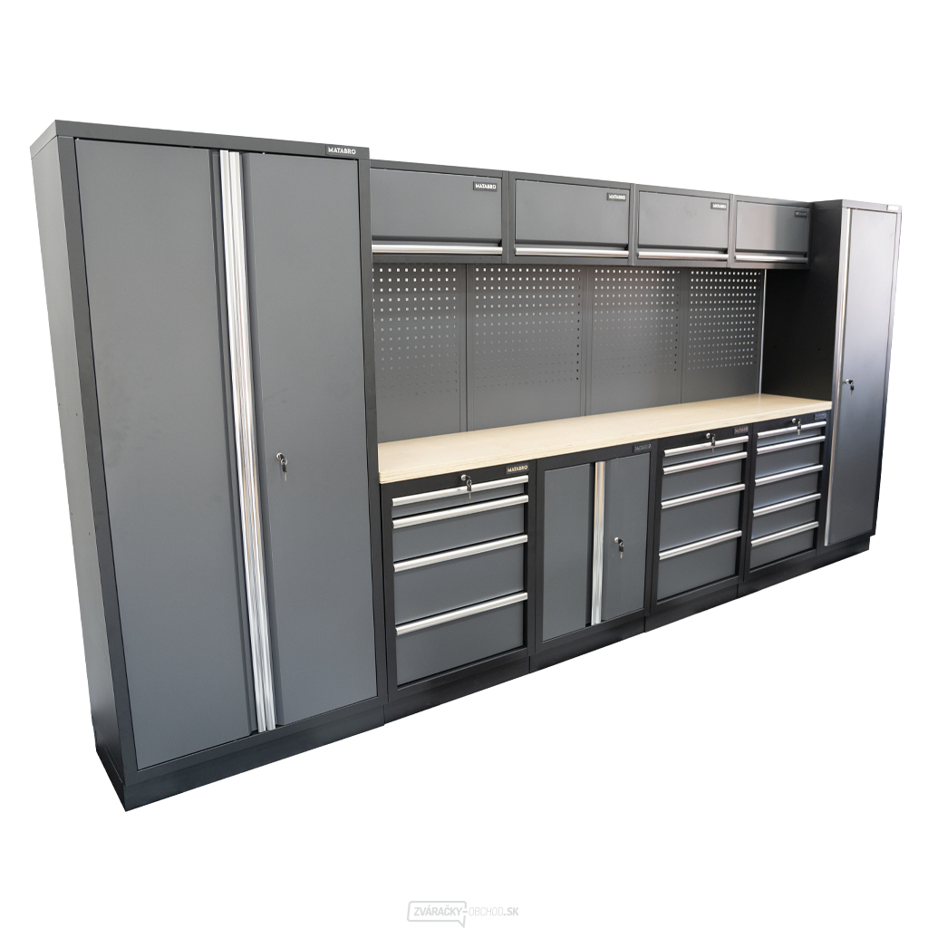 AKČNÝ SET Zostava 10 ks dielenského nábytku SET-CA01016 s drevenou pracovnou doskou MB-TGW53