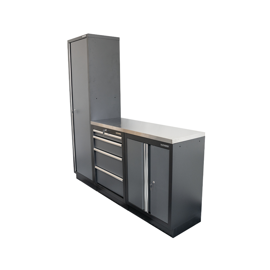 AKČNÝ SET Zostava 3 ks dielenského nábytku SET-CA01018 s nerezovou pracovnou doskou MB-TGW53S