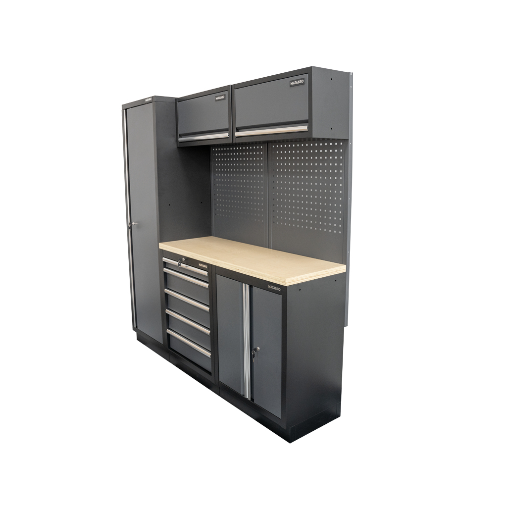 AKČNÝ SET Zostava 5 ks dielenského nábytku SET-CA01023 s drevenou pracovnou doskou MB-TGW53