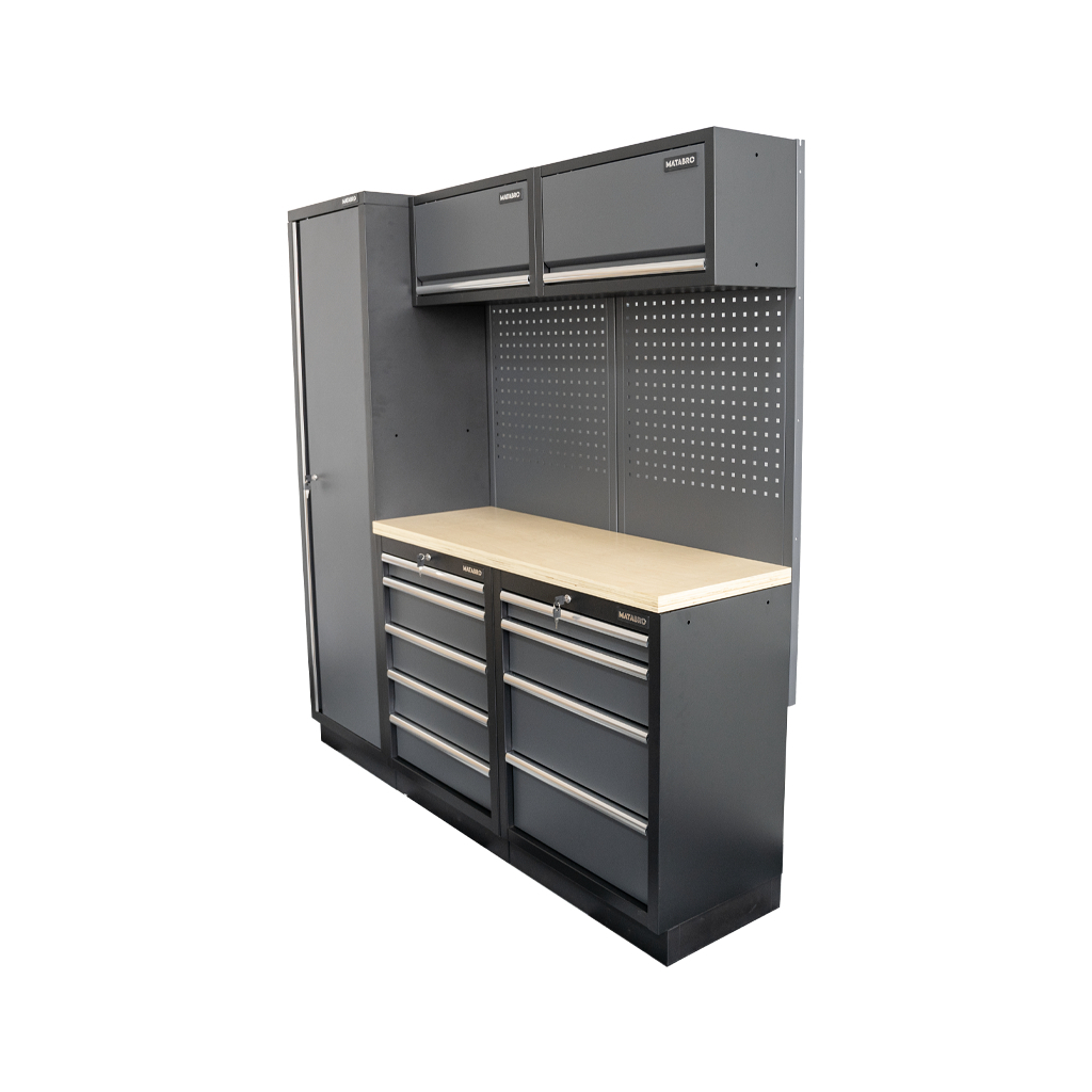 AKČNÝ SET Zostava 5 ks dielenského nábytku SET-CA01026 s drevenou pracovnou doskou MB-TGW53