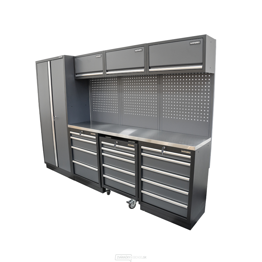 AKČNÝ SET Zostava 7 ks dielenského nábytku SET-CA01030 s nerezovou pracovnou doskou MB-TGW80S