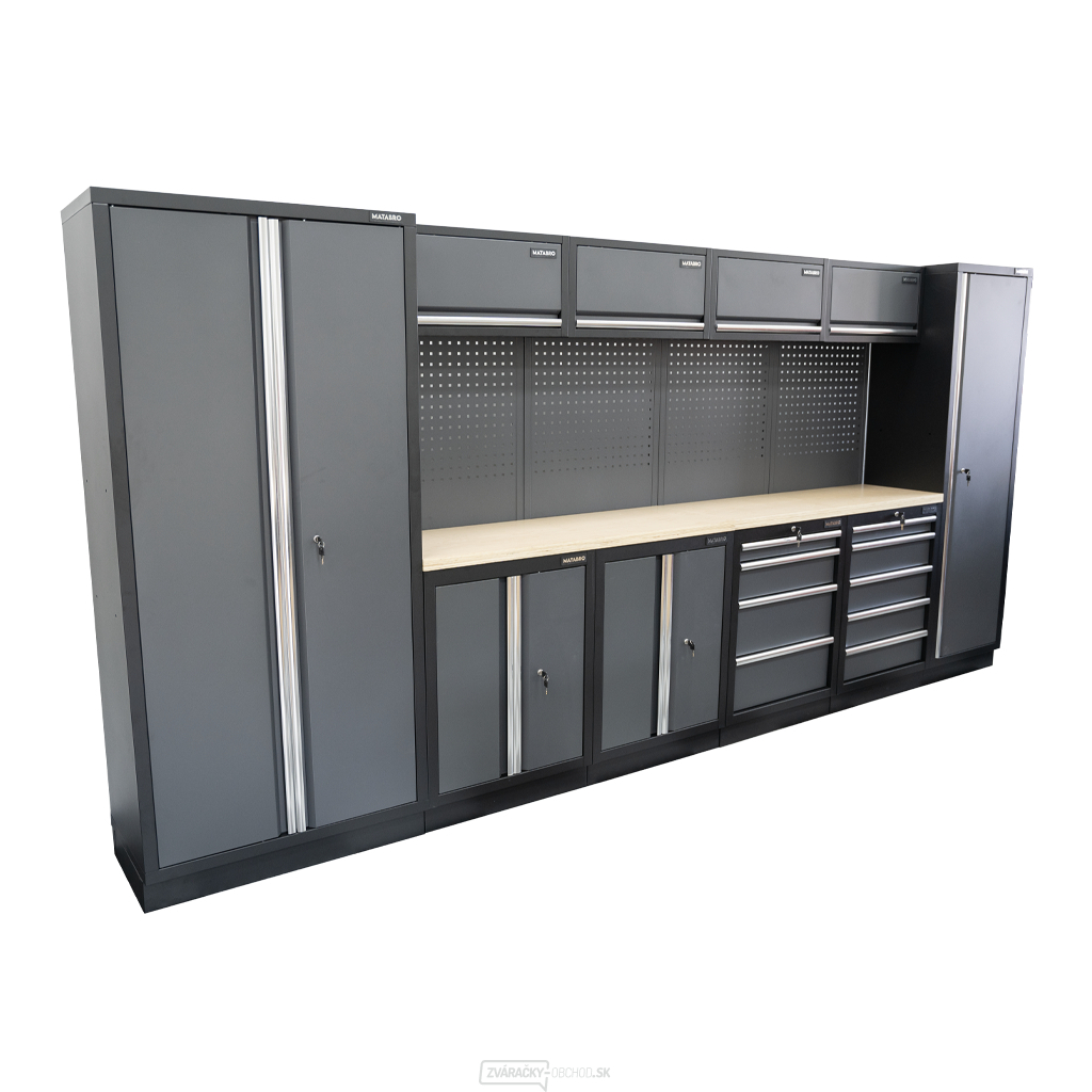 AKČNÝ SET Zostava 10 ks dielenského nábytku SET-CA01031 s drevenou pracovnou doskou MB-TGW53