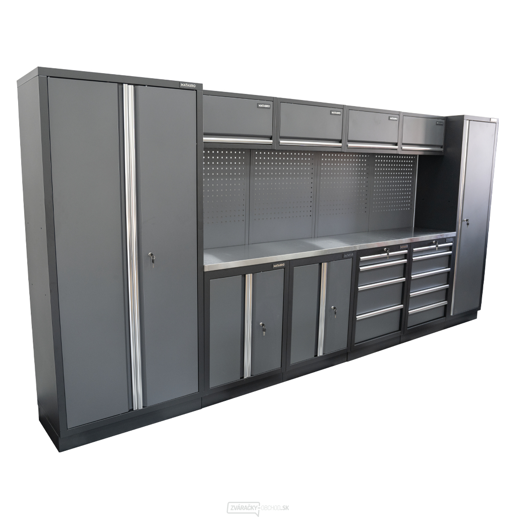 AKČNÝ SET Zostava 10 ks dielenského nábytku SET-CA01032 s nerezovou pracovnou doskou MB-TGW53S