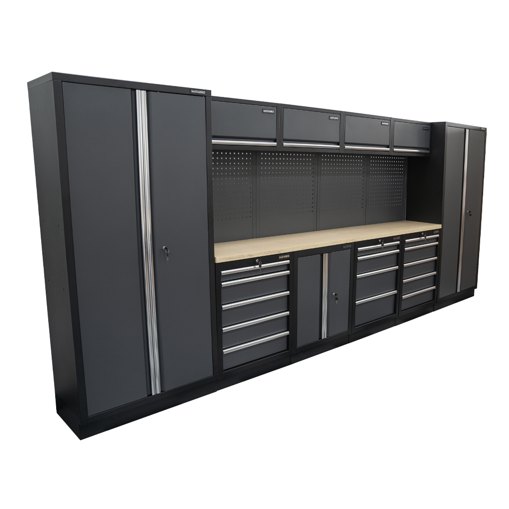 AKČNÝ SET Zostava 10 ks dielenského nábytku SET-CA01033 s drevenou pracovnou doskou MB-TGW53