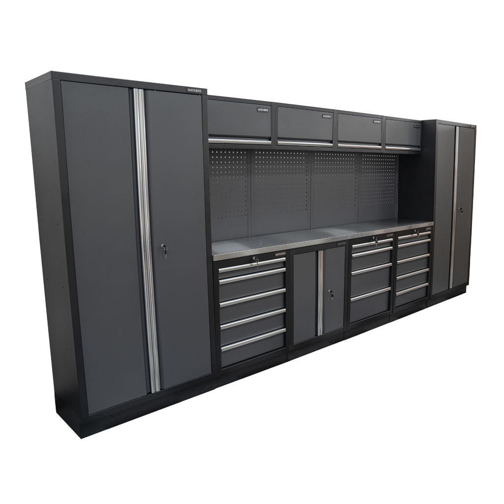 AKČNÝ SET Zostava 10 ks dielenského nábytku SET-CA01034 s nerezovou pracovnou doskou MB-TGW53S