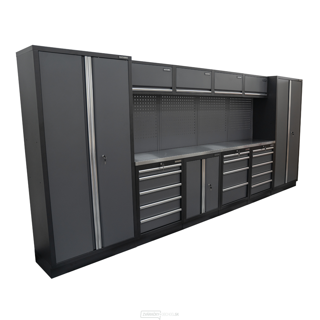 AKČNÝ SET Zostava 10 ks dielenského nábytku SET-CA01034 s nerezovou pracovnou doskou MB-TGW53S