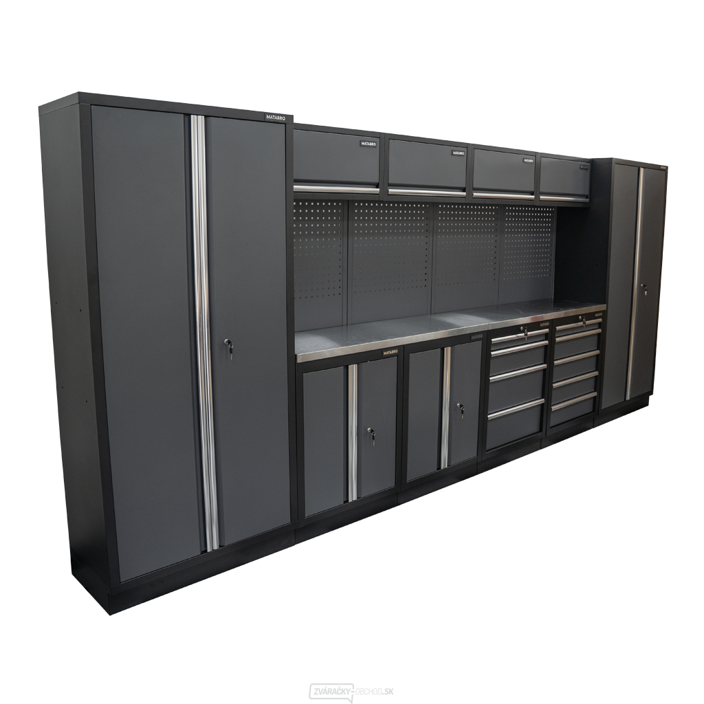 AKČNÝ SET Zostava 10 ks dielenského nábytku SET-CA01040 s nerezovou pracovnou doskou MB-TGW53S