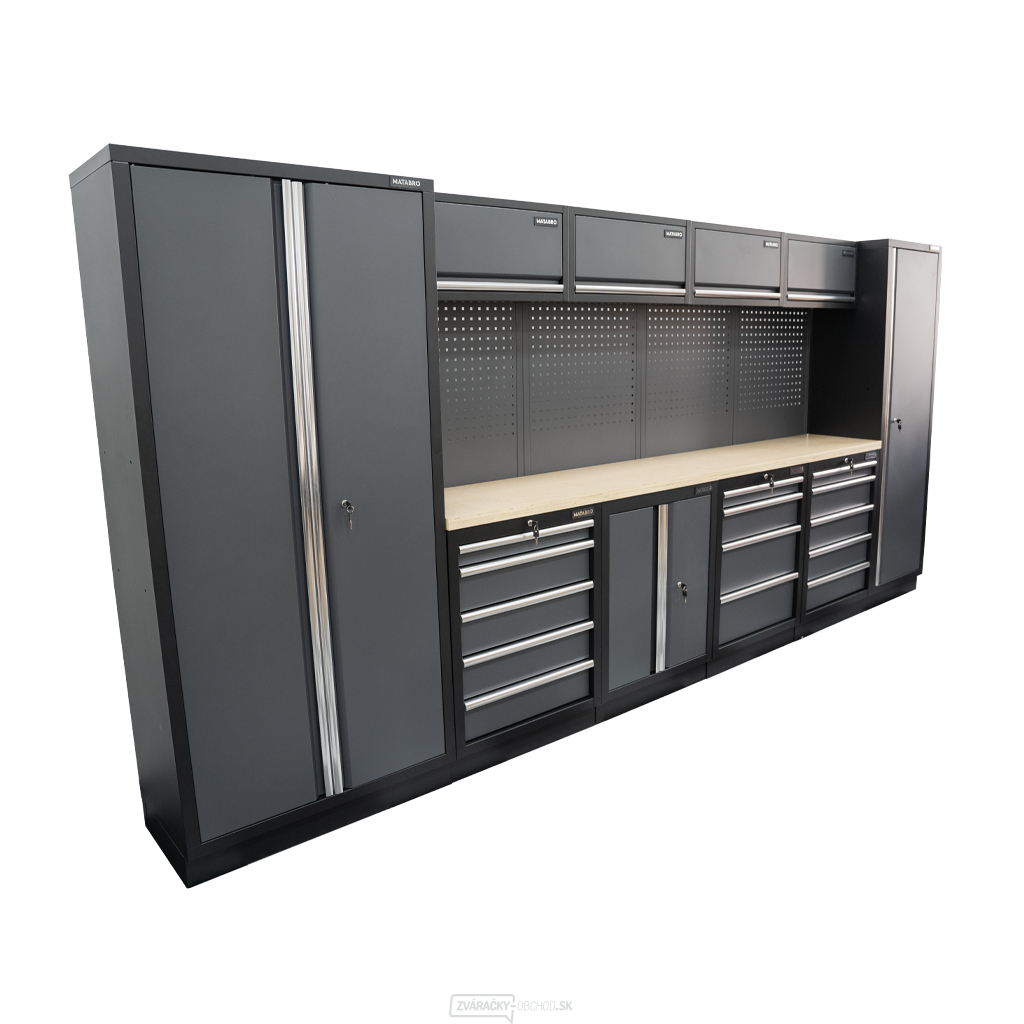 AKČNÝ SET Zostava 10 ks dielenského nábytku SET-CA01041 s drevenou pracovnou doskou MB-TGW53