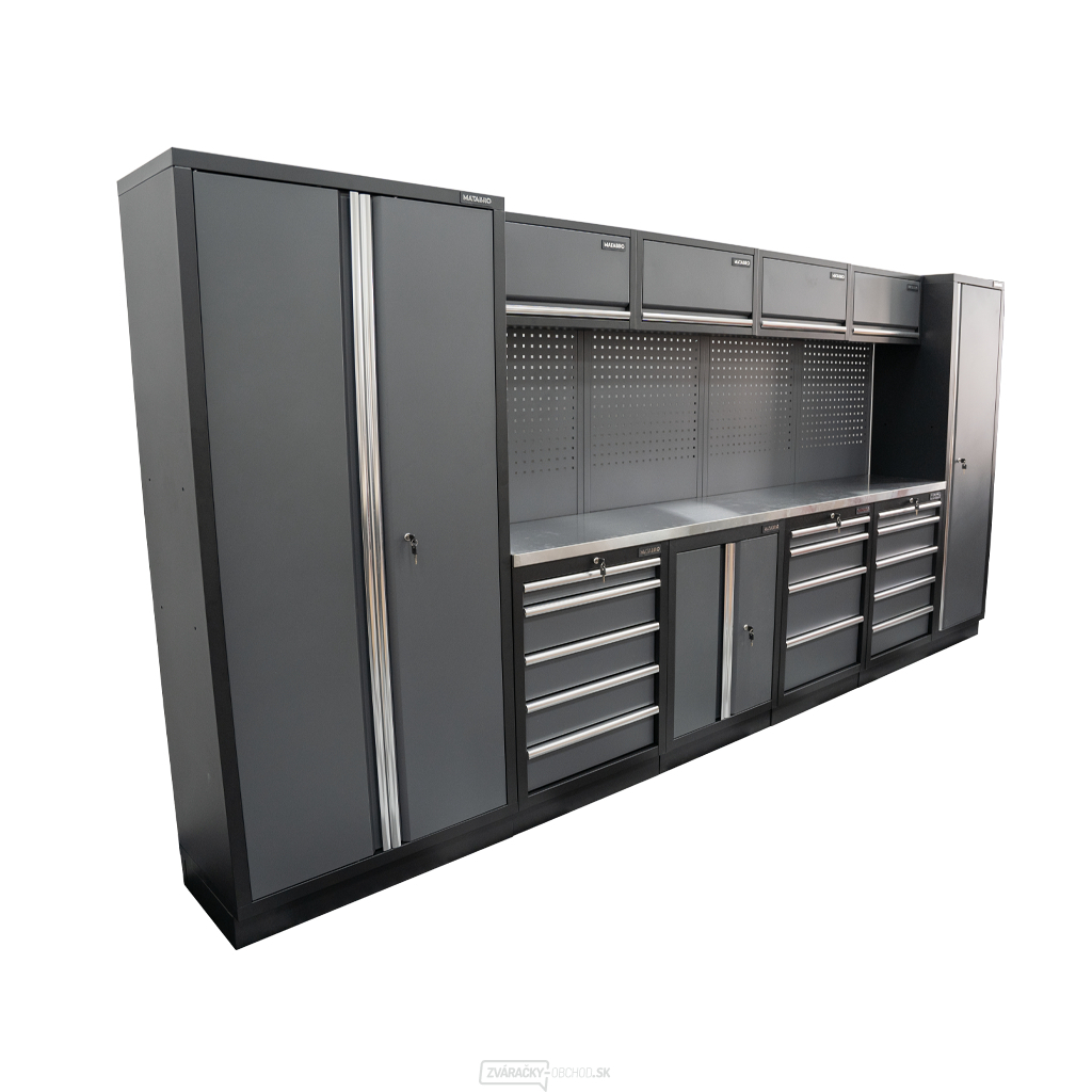 AKČNÝ SET Zostava 10 ks dielenského nábytku SET-CA01042 s nerezovou pracovnou doskou MB-TGW53S