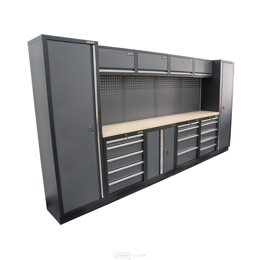 AKČNÝ SET Zostava 10 ks dielenského nábytku SET-CA01043 s drevenou pracovnou doskou MB-TGW53