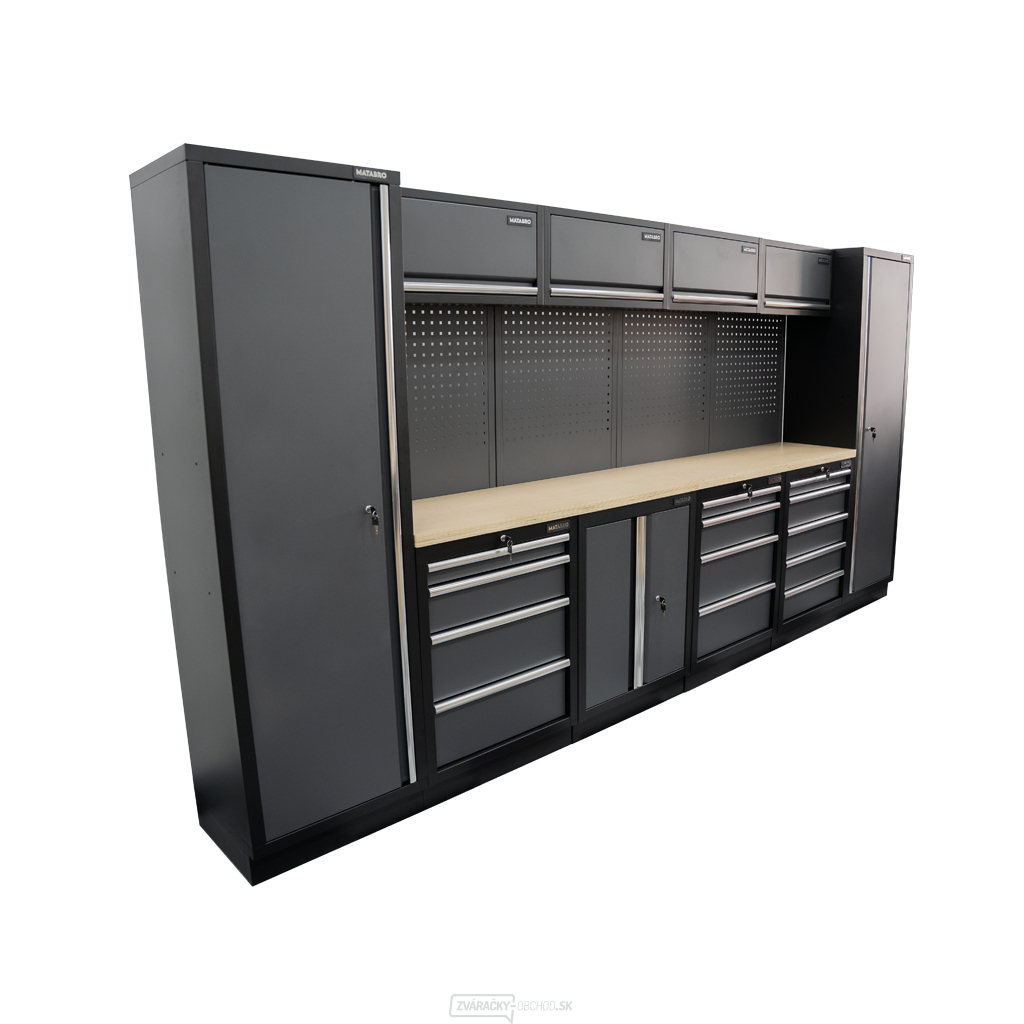 AKČNÝ SET Zostava 10 ks dielenského nábytku SET-CA01045 s drevenou pracovnou doskou MB-TGW53