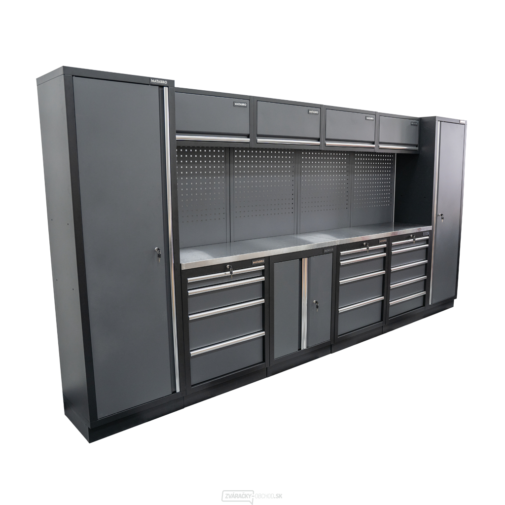 AKČNÝ SET Zostava 10 ks dielenského nábytku SET-CA01046 s nerezovou pracovnou doskou MB-TGW53S