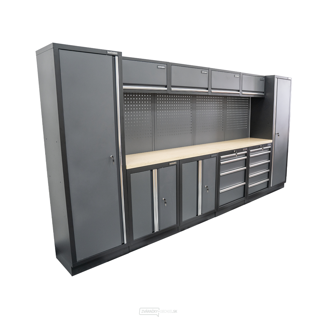 AKČNÝ SET Zostava 10 ks dielenského nábytku SET-CA01049 s drevenou pracovnou doskou MB-TGW53