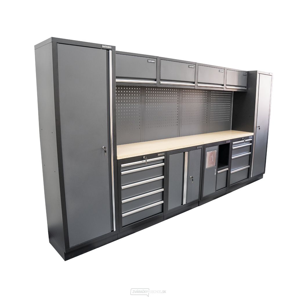 AKČNÝ SET Zostava 10 ks dielenského nábytku SET-CA01051 s drevenou pracovnou doskou MB-TGW53