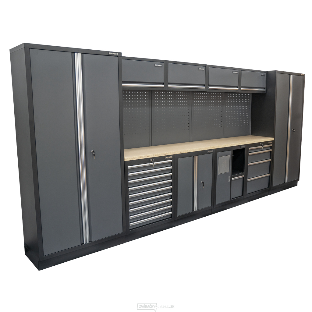 AKČNÝ SET Zostava 10 ks dielenského nábytku SET-CA01053 s drevenou pracovnou doskou MB-TGW53