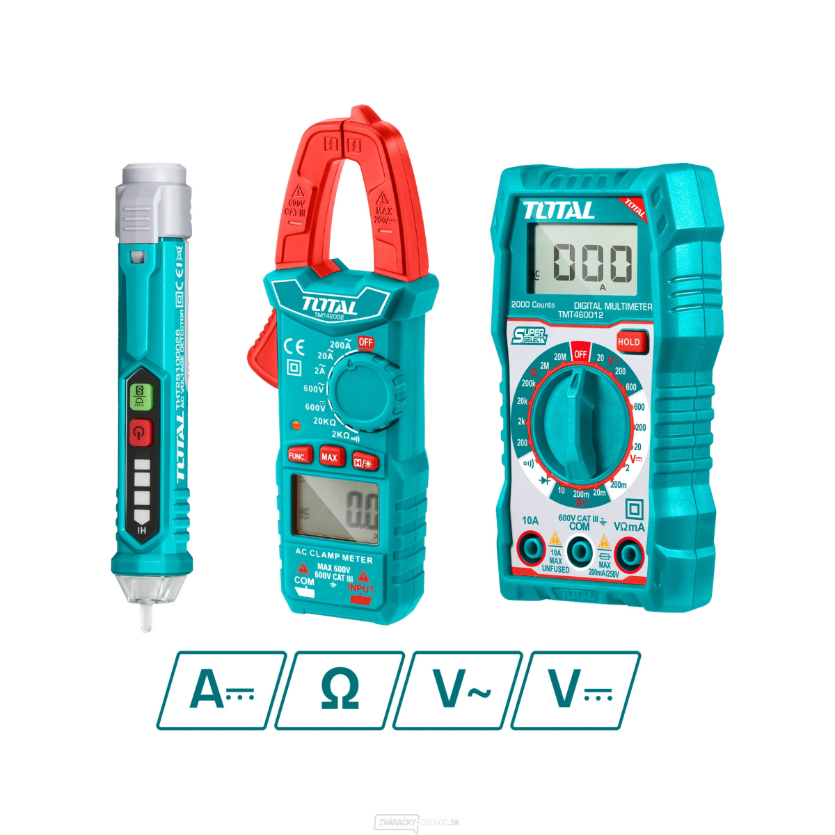 Sada digitálneho multimetra, multimetra kliešťového a skúšačky AC napätia, Total