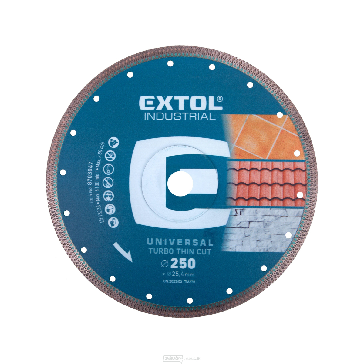 Kotúč diamantový rezný, turbo Thin Cut, suché aj mokré rezanie, O 250x25,4x2mm Kotúč diamantový rezný, turbo Thin Cut, suché aj mokré rezanie, O 250x25,4x2mm gallery main image
