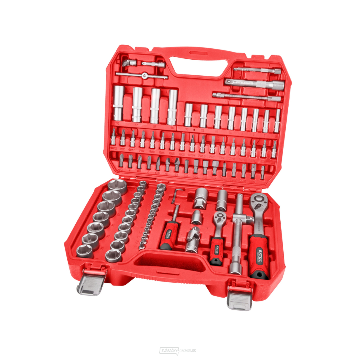 Nástrčné hlavice Extol, sada 94ks, 1/4", 1/2", CrV/S2