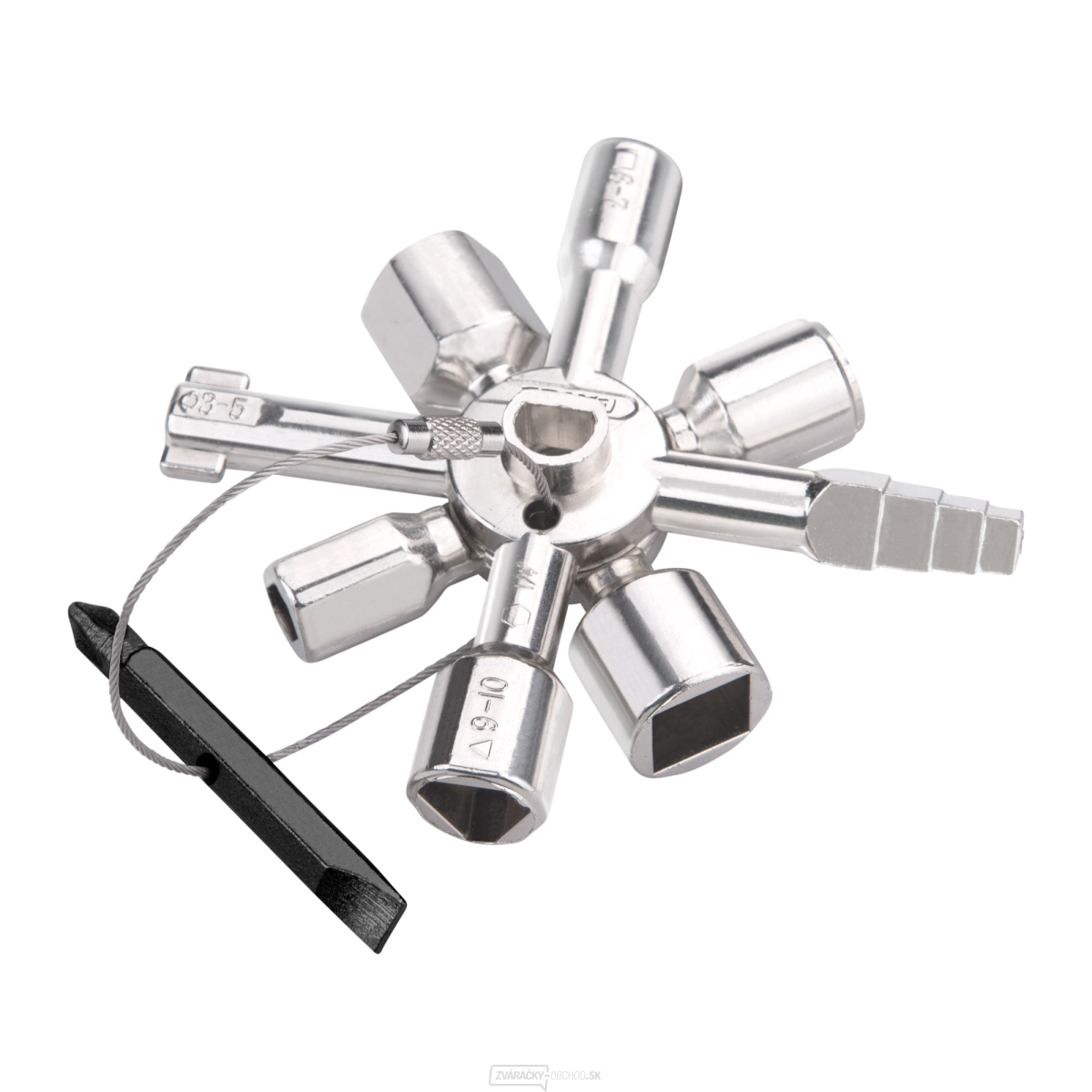 Kľúč multifunkčný, 15 funkcií, k rozvodným skriniam