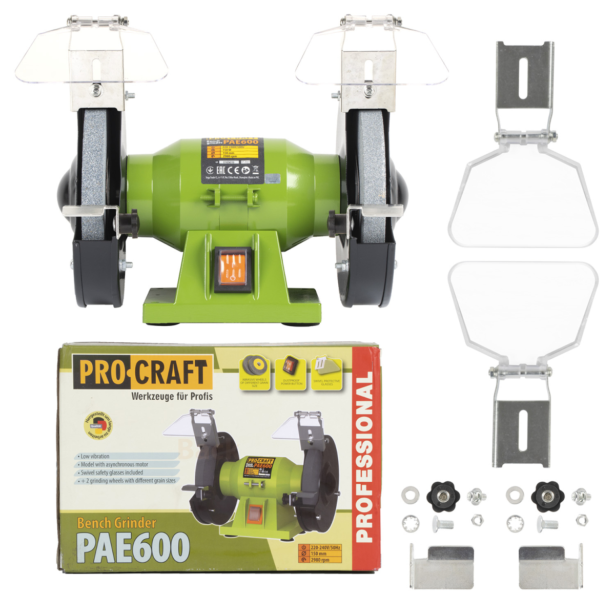 Brúska stolná dvojkotúčová PROCRAFT PAE600, 150W | PAE600 PAE600