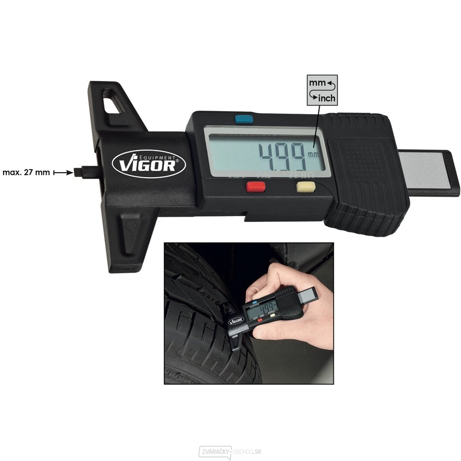 Digitálny merač hĺbky profilu pneumatík VIGOR V1584 Digitálny merač hĺbky profilu pneumatík VIGOR V1584 gallery main image