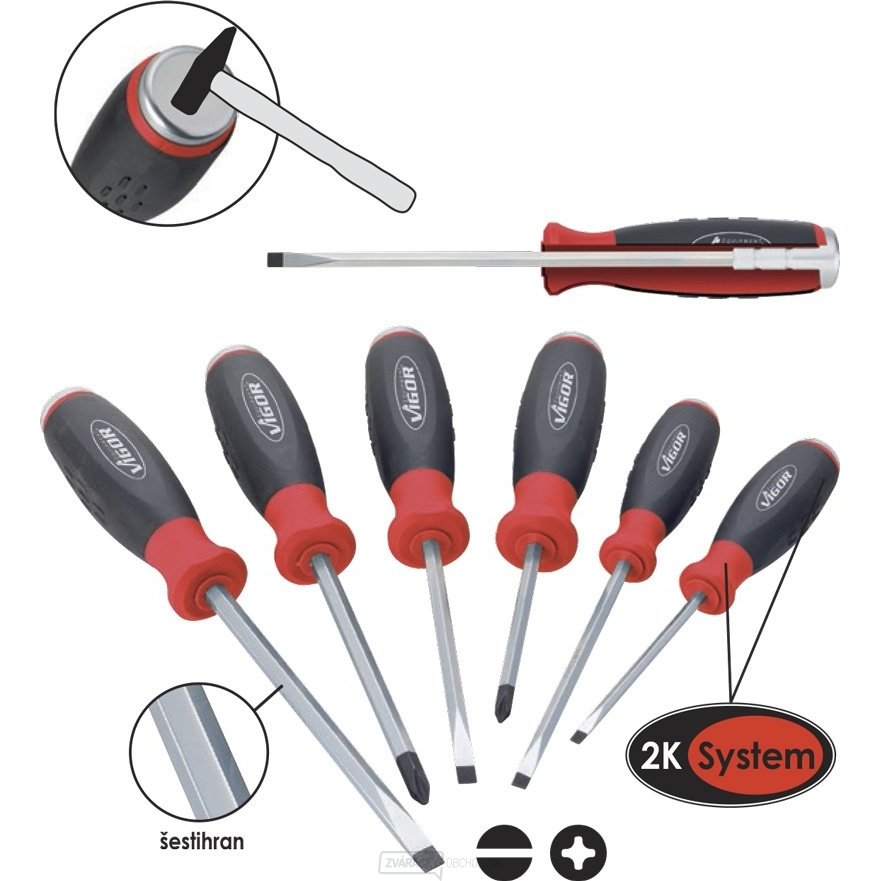 Súprava skrutkovačov s úderovou hlavicou VIGOR V3562