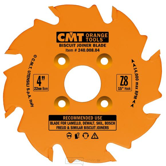 CMT Kotúč lamelovací pre lamelové spoje - D100x3,96 d22 Z8 HW rovný zub