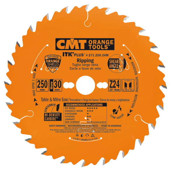 CMT Orange Tools CMT ITK Ultra tenký kotúč pre pozdĺžne rezy - D250x2,4 d30 Z24 HW C27125024M