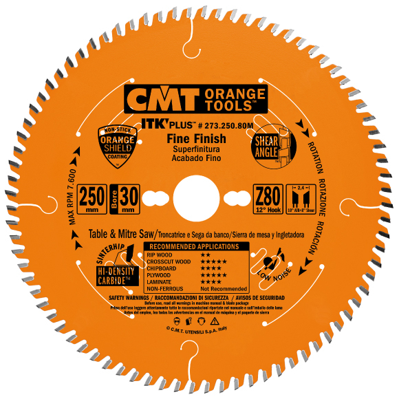 CMT Orange Tools CMT ITK Ultra tenký kotúč pre priečne finálne rezy - D250x2,4 d30 Z80 HW C27325080M