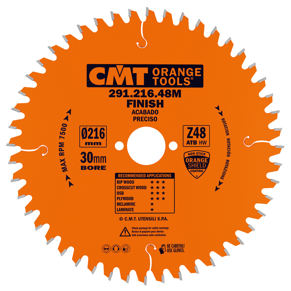 CMT Orange Tools CMT Orange Pílový kotúč pre elektronáradie univerzálny - D216x2,8 d30 Z48 HW -5°Neg C29121648M