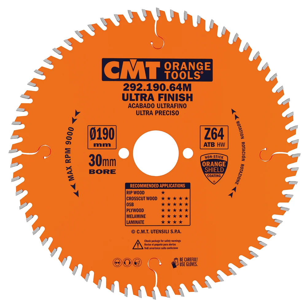 CMT Orange Tools CMT Orange Pílový kotúč pre elektronáradie, finálny rez - D190x2,6 d30 Z40 HW C29219040M