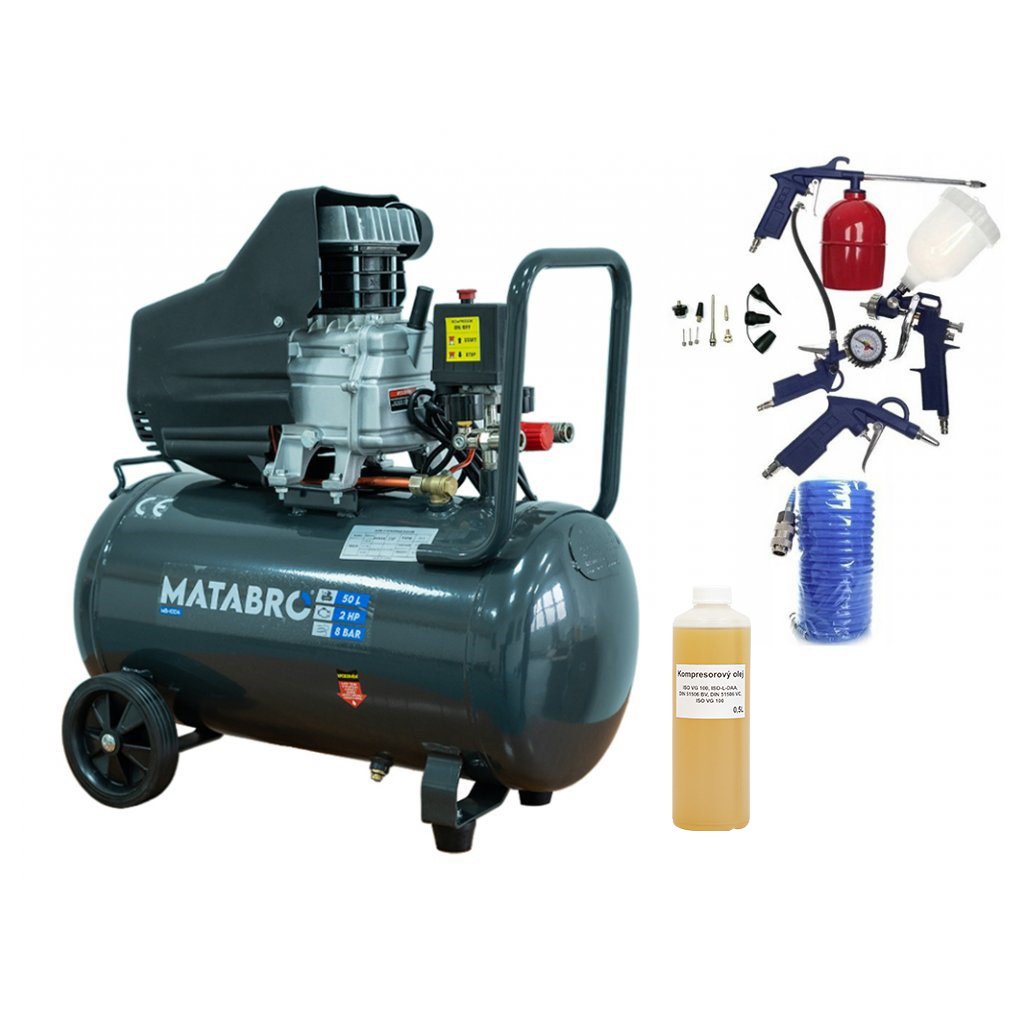 E-shop SETMB-K104, Olejový kompresor 50l, 230V s príslušenstvom | 2800W | Matabro SETMB-K104