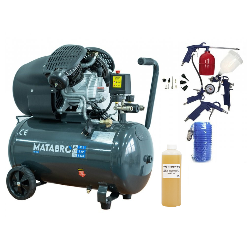 E-shop SETMB-K106, Olejový kompresor 50l, 230V s príslušenstvom | 3500W | Matabro SETMB-K106