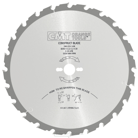 CMT Industrial Pílový kotúč na stavebné rezivo - D550x4,0 d30 Z40 HW