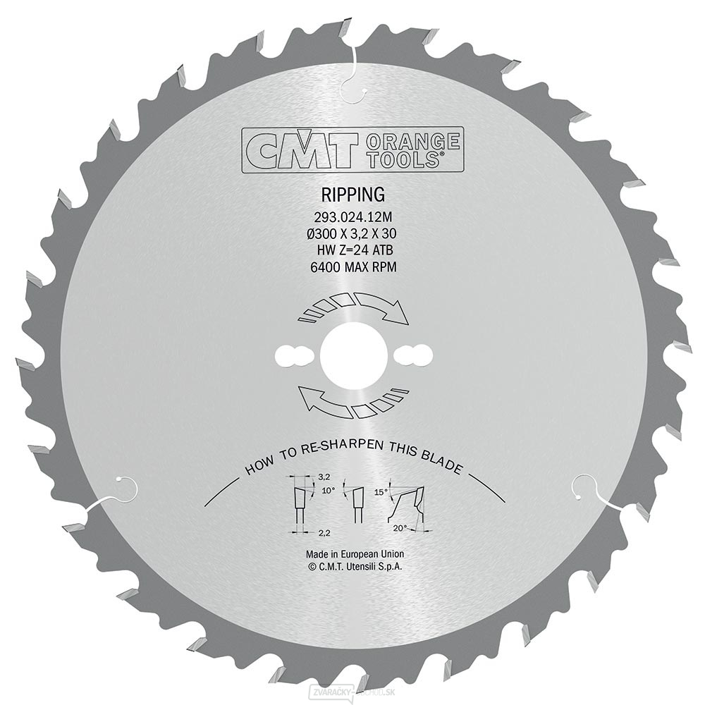 CMT Industrial Pílový kotúč pre pozdĺžne rezy - D300x3,2 d30 Z24 HW