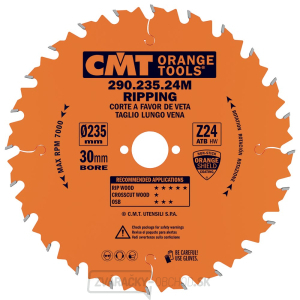 CMT Orange Pílový kotúč pre pozdĺžne rezy - D235x30 Z24 HW CMT Orange Pílový kotúč pre pozdĺžne rezy - D235x30 Z24 HW gallery main image