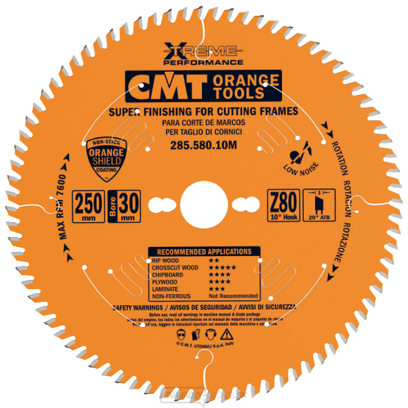 CMT XTreme Pílový kotúč na profilové lišty - D250x3,0 d30 Z80 HW