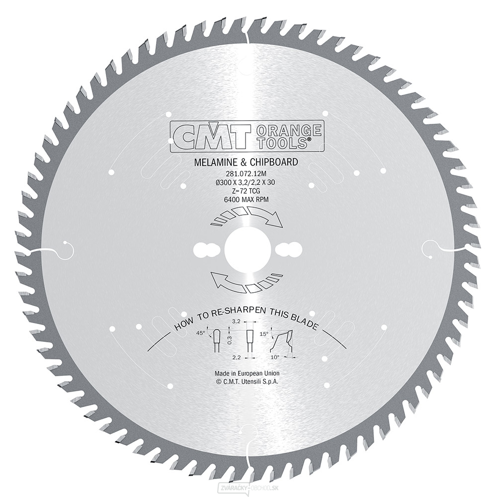 CMT Industrial Pílový kotúč na lamino a DTD - D225x2,6 d30 Z64 HW