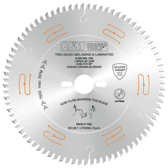 CMT Orange Tools CMT CHROME C283 Pílový kotúč na lamino bez predrezu - D250x3,2 d30 Z80 HW C28368010M