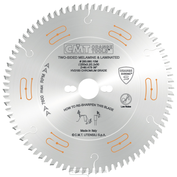 CMT CHROME C283 Pílový kotúč na lamino bez predrezu - D250x3,2 d30 Z80 HW