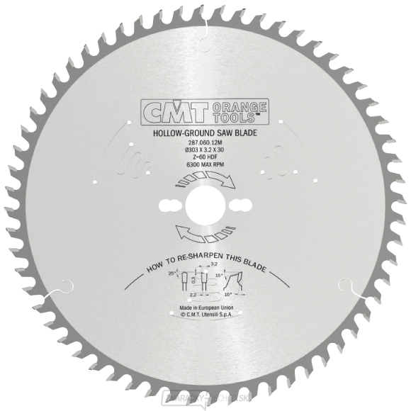CMT Industrial C287 Pílový kotúč na lamino bez predrezu - D303x3,2 d30 Z60 HW