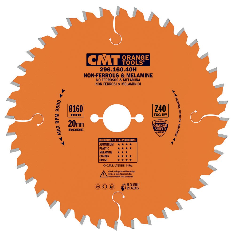 CMT Orange Tools CMT Orange Pílový kotúč na lamino, plast a neželezné kovy - D160x2,2 d20 Z40 HW C29616040H