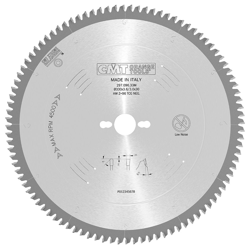 CMT Orange Tools CMT Pílový kotúč na lamino, plast a neželezné kovy - D330x3,2 d30 Z96 HW Odhlučnený C29709633M