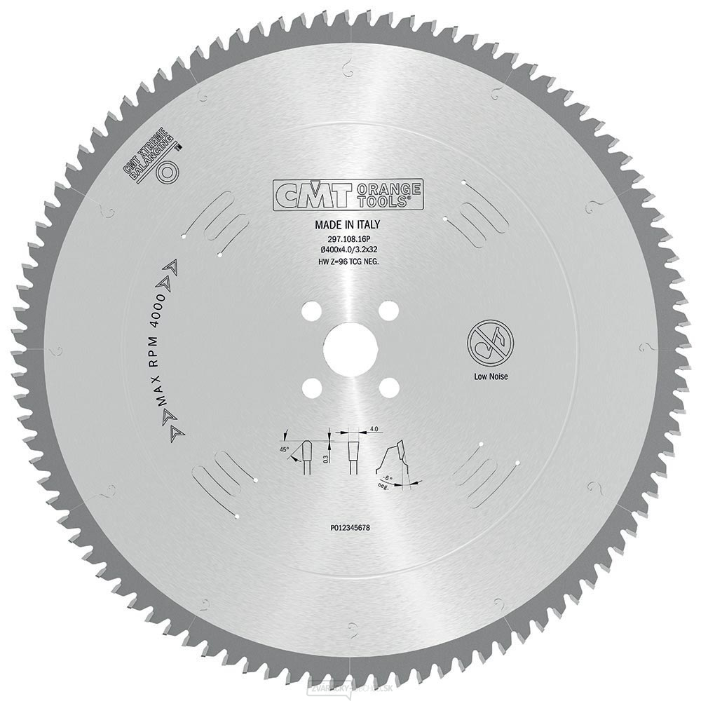 CMT Pílový kotúč na lamino, plast a neželezné kovy - D400x4 d30 Z120 HW Odhlučnený